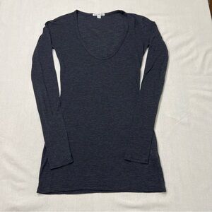 James Perse Standard Striped Long Sleeve Shirt Scoop Neck Thin Lightweight sz 0